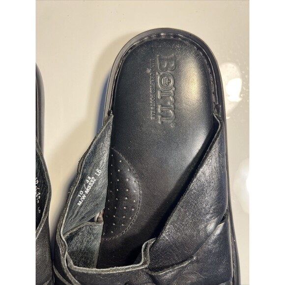 Size 10 Born Leather Sandals Flip Flop Slides  Hand Crafted Black Open Toe  EUC main image 8